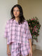 Women Summer Pajama set checkered Pink x Grey T-shirt + Shorts
